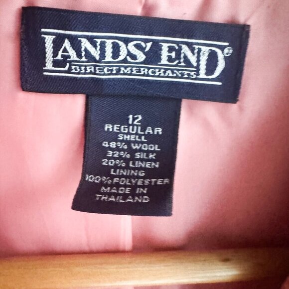 Land's End Pink Classic Silk Wool and Linen Blend Blazer 12 - Picture 5 of 6